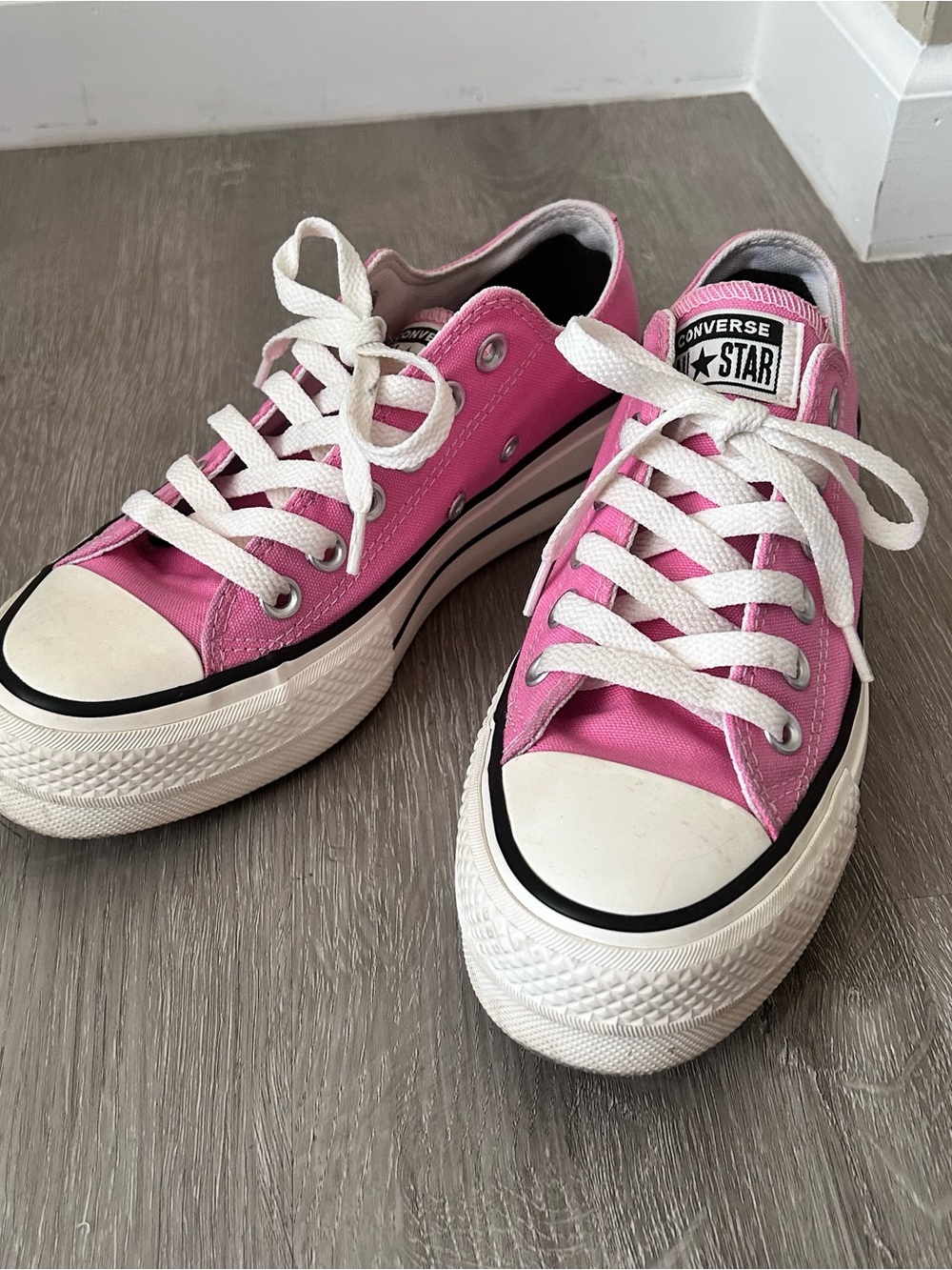 Converse Pink Low-Top Platform Canvas Sneakers